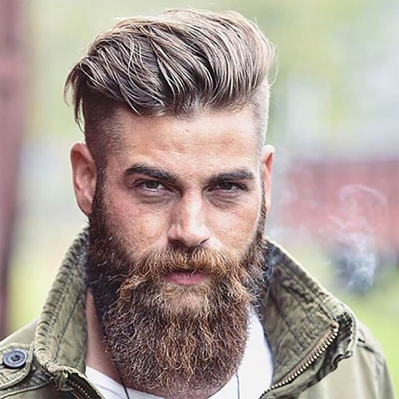 Kiểu tóc Undercut + Brush Back + Beard
