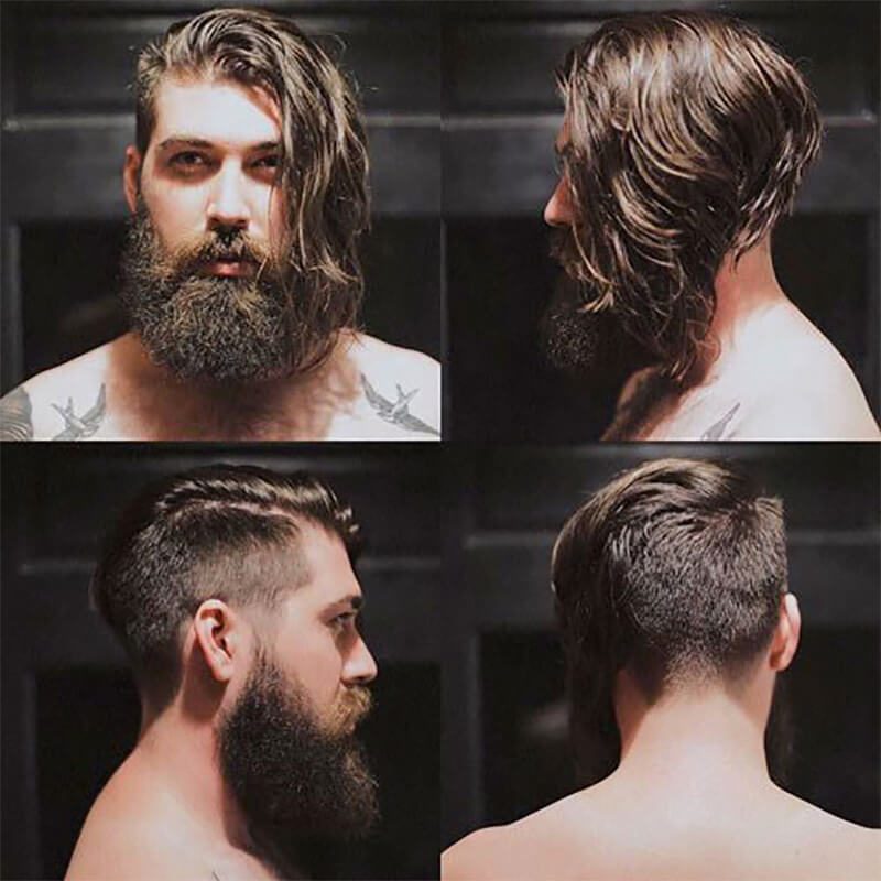 Kiểu tóc Angled Undercut with Thick Beard