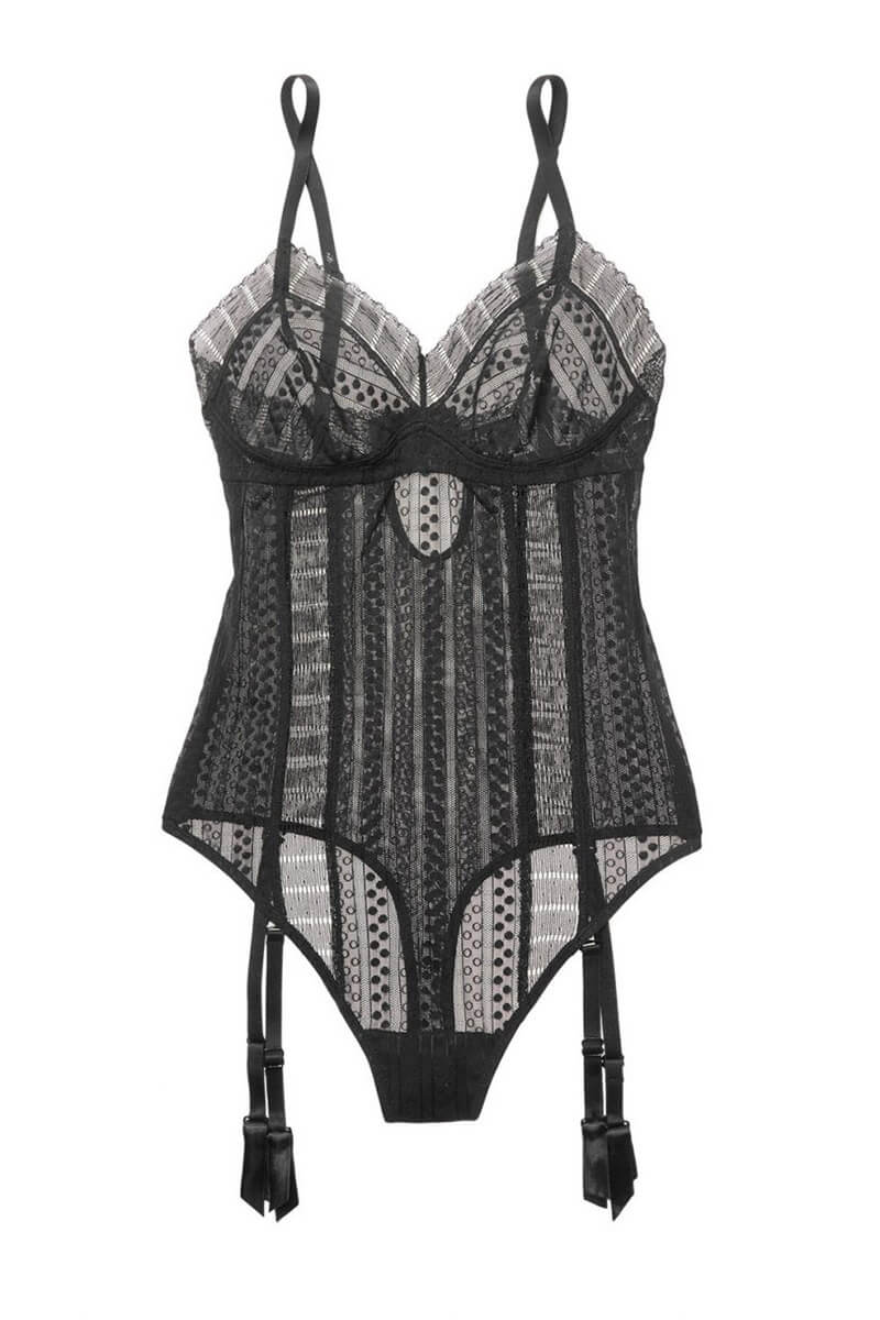 ELSE Lolita cutout striped stretch-lace bodysuit, £160 at Net-A-Porter