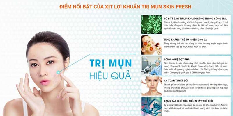 Công dụng nổi bật của xịt trị mụn Skin Fresh